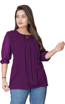 dhanshree tex Casual Solid Women Purple Top