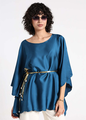 SHOWOFFFF Casual Solid Women Blue Top
