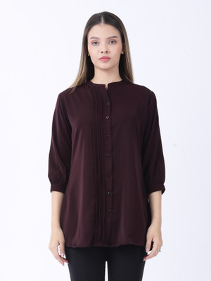 Raus Fashion Casual Solid Women Purple Top
