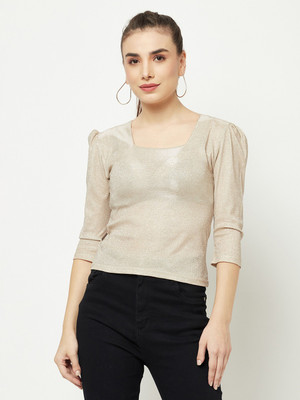 CRIMSOUNE CLUB Casual Self Design Women White Top