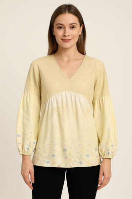 progreto Casual Printed Women Yellow, Gold Top