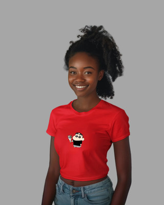 TheBTclub Casual Graphic Print Women Red Top