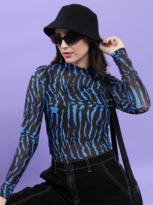 Tokyo Talkies Casual Printed Women Blue, Black Top