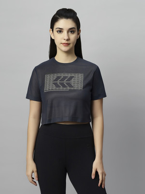 Laasa Sports Casual Printed Women Grey Top