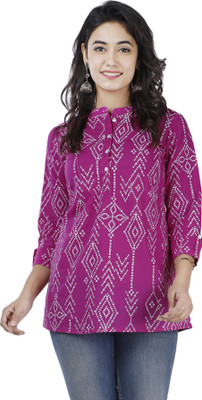 siddhanam Casual 3/4 Sleeve Floral Print Women Purple Top