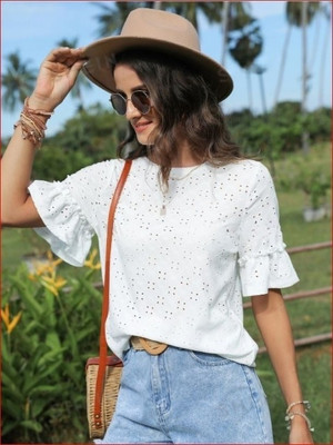 INNAYARA DIVIRTA Casual Solid Women White Top