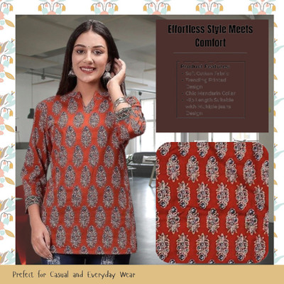 COZKE ENTERPRISE Casual Printed Women Orange Top