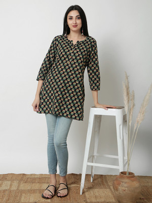 Janakdulari Creation Casual Printed Women Black Top