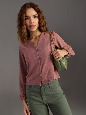 LIMEROAD Casual Embroidered Women Pink Top