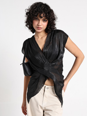 SHOWOFFFF Casual Solid Women Black Top