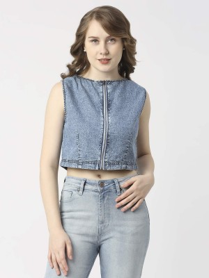 Pepe Jeans Casual Solid Women Blue Top