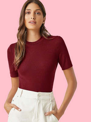 Tanushk Casual Solid Women Maroon Top