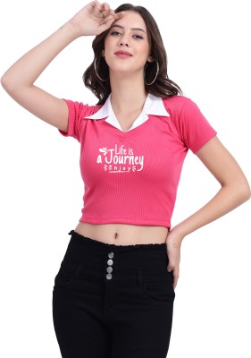 Tabadtod Casual Graphic Print Women Pink Top
