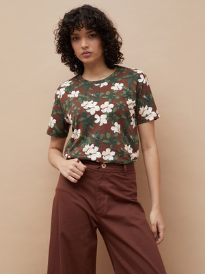 Colour Me by Melange Casual Printed Women Brown Top