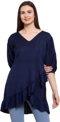 patrorna Casual Solid Women Dark Blue Top