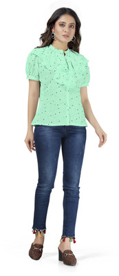Diamoon Casual Printed Women Green Top