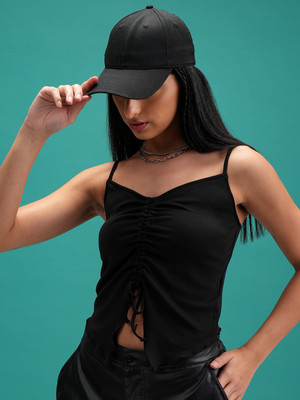 Tokyo Talkies Casual Solid Women Black Top