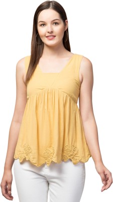 ritika enterprises Casual Solid Women Yellow Top