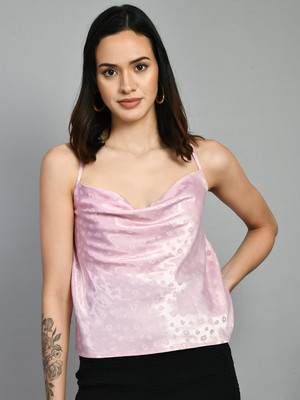 Azzurra Party Solid Women Pink Top
