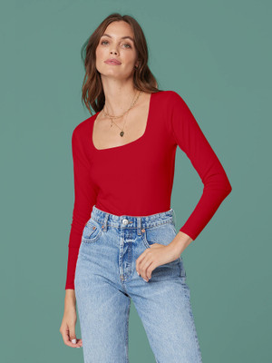 Dream Beauty Fashion Casual Solid Women Red Top