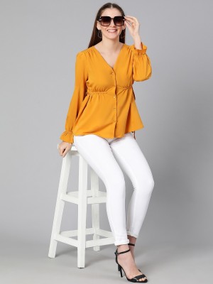 OXOLLOXO Casual Solid Women Yellow Top