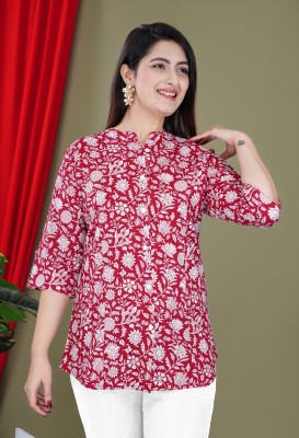 FebQ Casual Printed Women Red, White Top