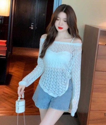 fashion gear Casual Self Design Women White Top