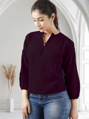 Himanc Enterprises Casual Solid Women Purple Top