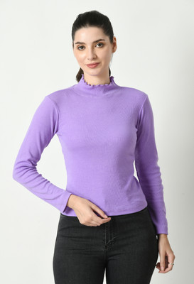 GLADLY Casual Self Design Women Purple Top