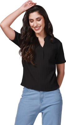 Rutva Enterprise Formal Embellished Women Black Top