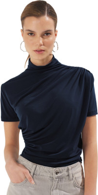 SIGHTBOMB Party Solid Women Dark Blue Top