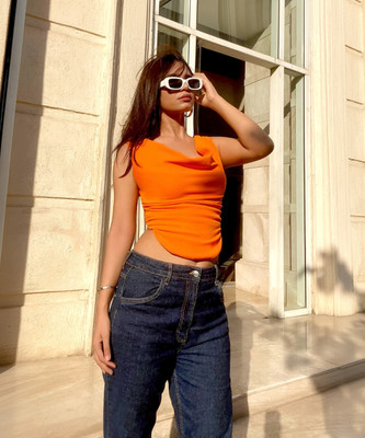 Uptownie Lite Casual Printed Women Orange Top