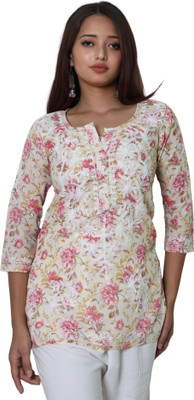 myplusfashion Casual Floral Print Women Multicolor Top