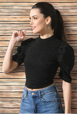 SAKSHI TRADER Party Embellished Women Black Top