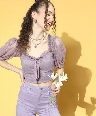 ATHENA Casual Printed Women Purple Top