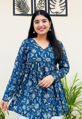 Yashangi Casual Printed Women Blue Top
