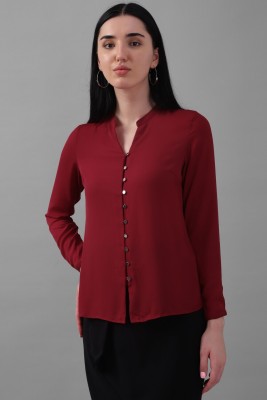 Allen Solly Casual Solid Women Maroon Top