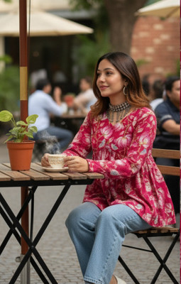 Bohra Enterprises Casual Floral Print, Printed Women Pink Top