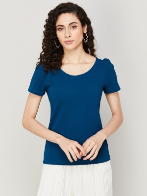 CODE by Lifestyle Casual Solid Women Blue Top