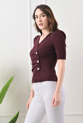 SAKSHI TRADER Casual Solid Women Purple Top