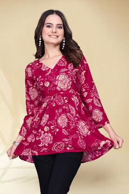 Gitaji Casual Printed Women Pink Top