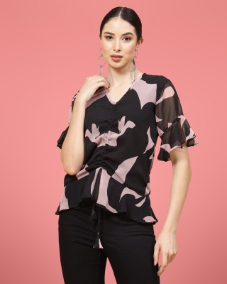 HASMI TRENDZ Casual Printed Women Black, Pink Top