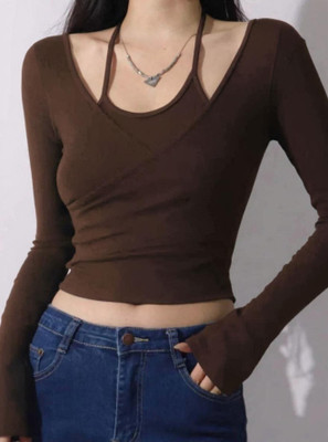 Istyle Can Casual Solid Women Brown Top