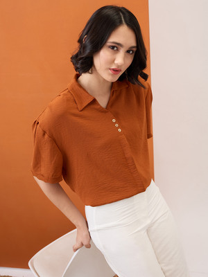 Globus Formal Solid Women Brown Top
