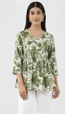 FASTCLO Casual Printed Women Yellow Top