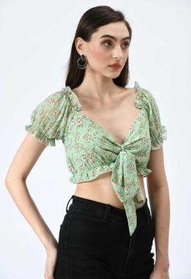 STYLZREPUBLIC Casual Solid Women Green Top