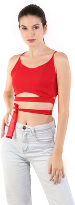 KIYOO Casual Solid Women Red Top