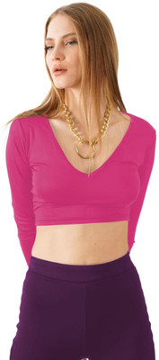 THE BLAZZE Casual Solid Women Pink Top