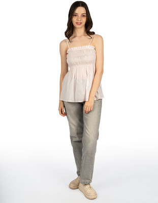 CoryEdge Casual Solid Women Pink Top