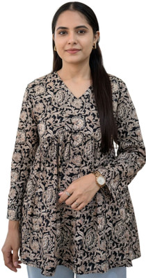 ATIPRIYAVASTRA Casual Floral Print Women Black Top